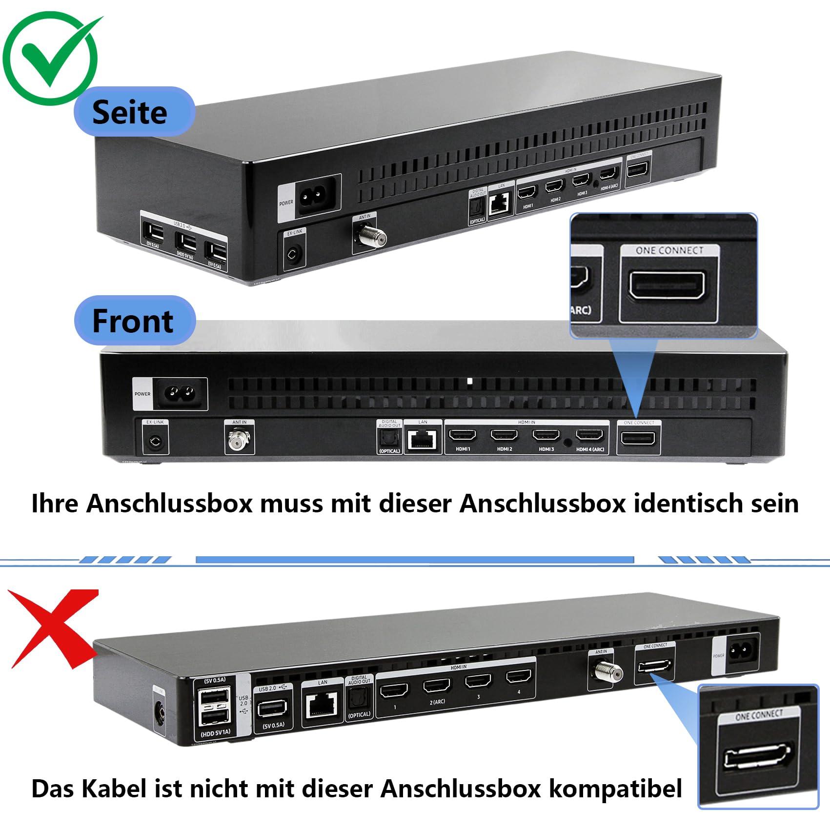 5 m/16,4 Fuß BN39-02395A one Connect Kabel istnur Kompatibel für Samsung QLED TV 55-75 Zoll Q7FN Q8FN Q8CN Q9FN Serie, 2018 Modell（Nicht Kompatibel mit Allen 8K-Fernsehern!!!）