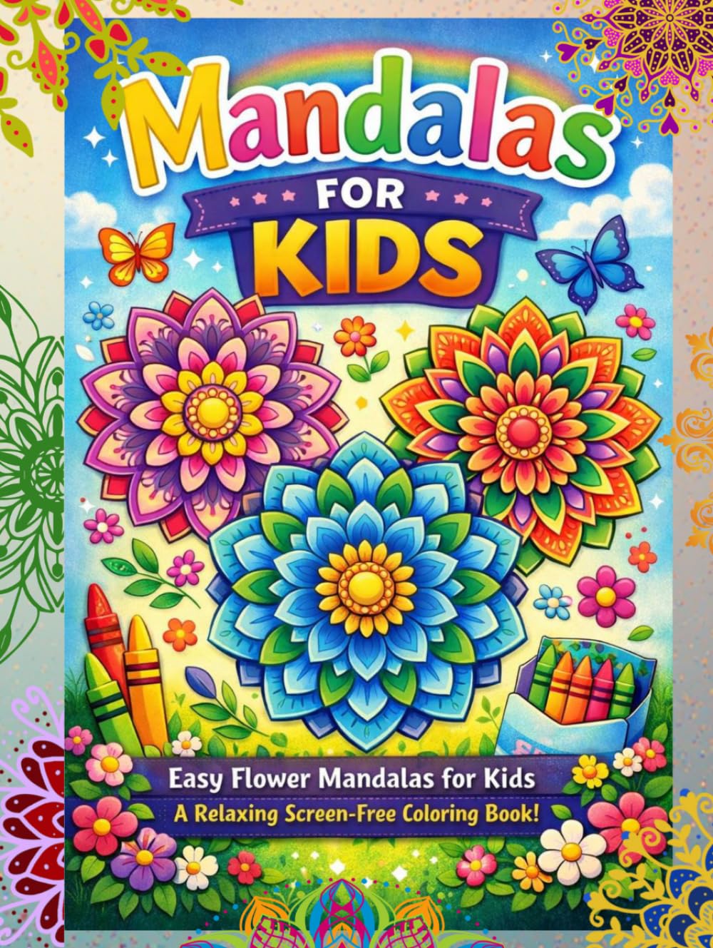 Mandalas for Kids: Easy Flower Mandalas for Kids – A Relaxing Screen-Free Coloring Book for Creativity, Focus, and Fun