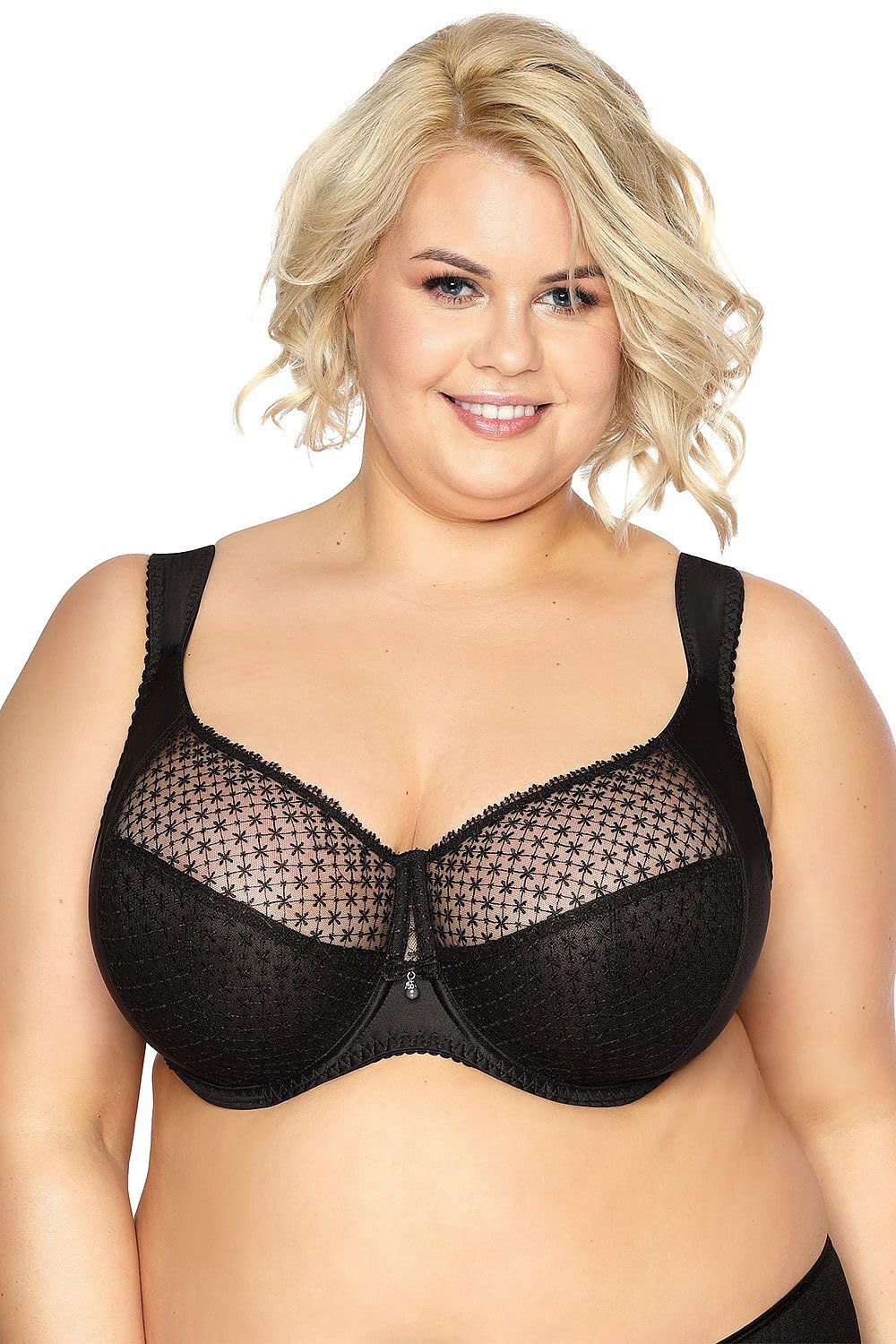 Gaia Reggiseno Non Imbottito Classico con Ricami 874M Samira Maxi, Nero,9F