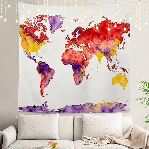 Miniatura 61 de Shrahala Tapiz de pared de acuarela desgastado, elegante pintura para colgar en la pared, tapiz grande decorativo de fibra de poliéster, dobladillo