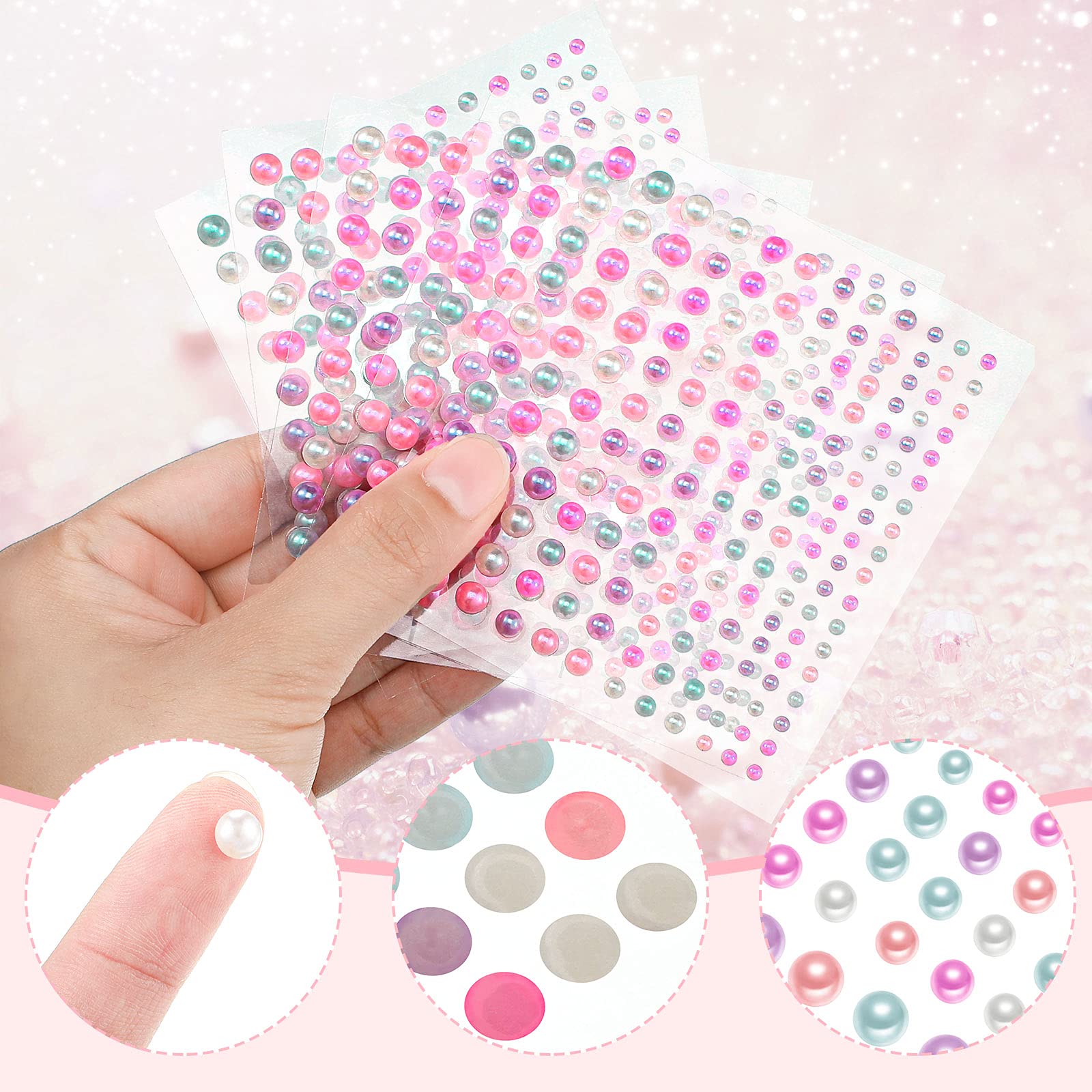 2800 Perlas Autoadhesivas Para El Cabello, 4 Tamaños, Semiperlas Beis, Para Manualidades, Pegatinas Autoadhesivas Para Cara, Cuerpo, Uñas, Maquillaje (3/4/5/6 Mm