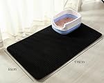 HCY&WLD Cat Litter Mat, 45x26 Inch Extra Large&Long Double Layer Cat Litter Box Mat, EVA Non-Slip, Waterproof Urine Proof Cat Litter Catcher Mat, Easy Clean Scatter Control (45x26 Inch, Gray)