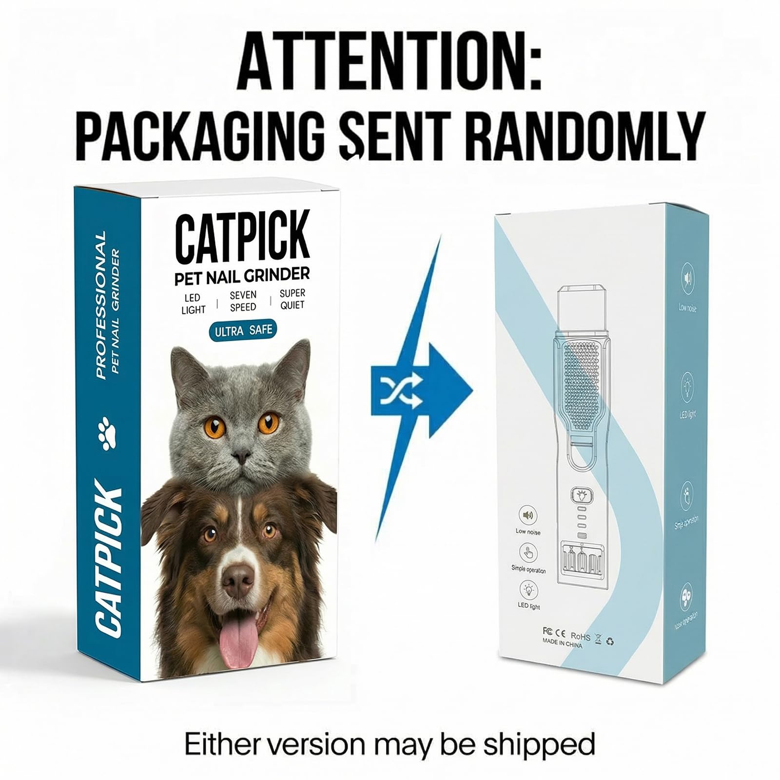 7-Speed Dog & Cat Nail Grinder with Light - Ring LED Safe to Avoid Overcut, Quiet Low Vibration & Powerful Fast, Cordless Rechargeable Toenail Trimmer for Small & Large Puppy Paws - image 8