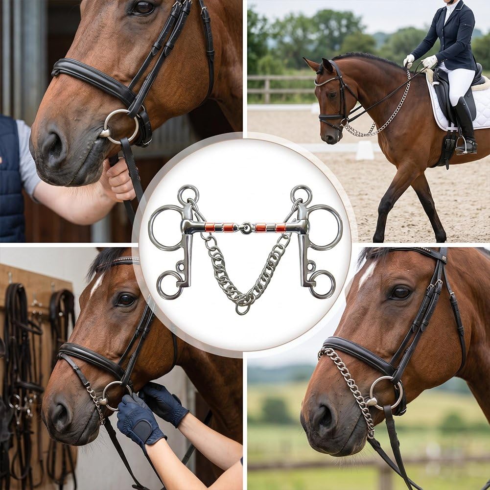 Morso per Cavallo in Acciaio Inossidabile, Morso a per Addestramento, Accessori per Finimenti Equitazione.