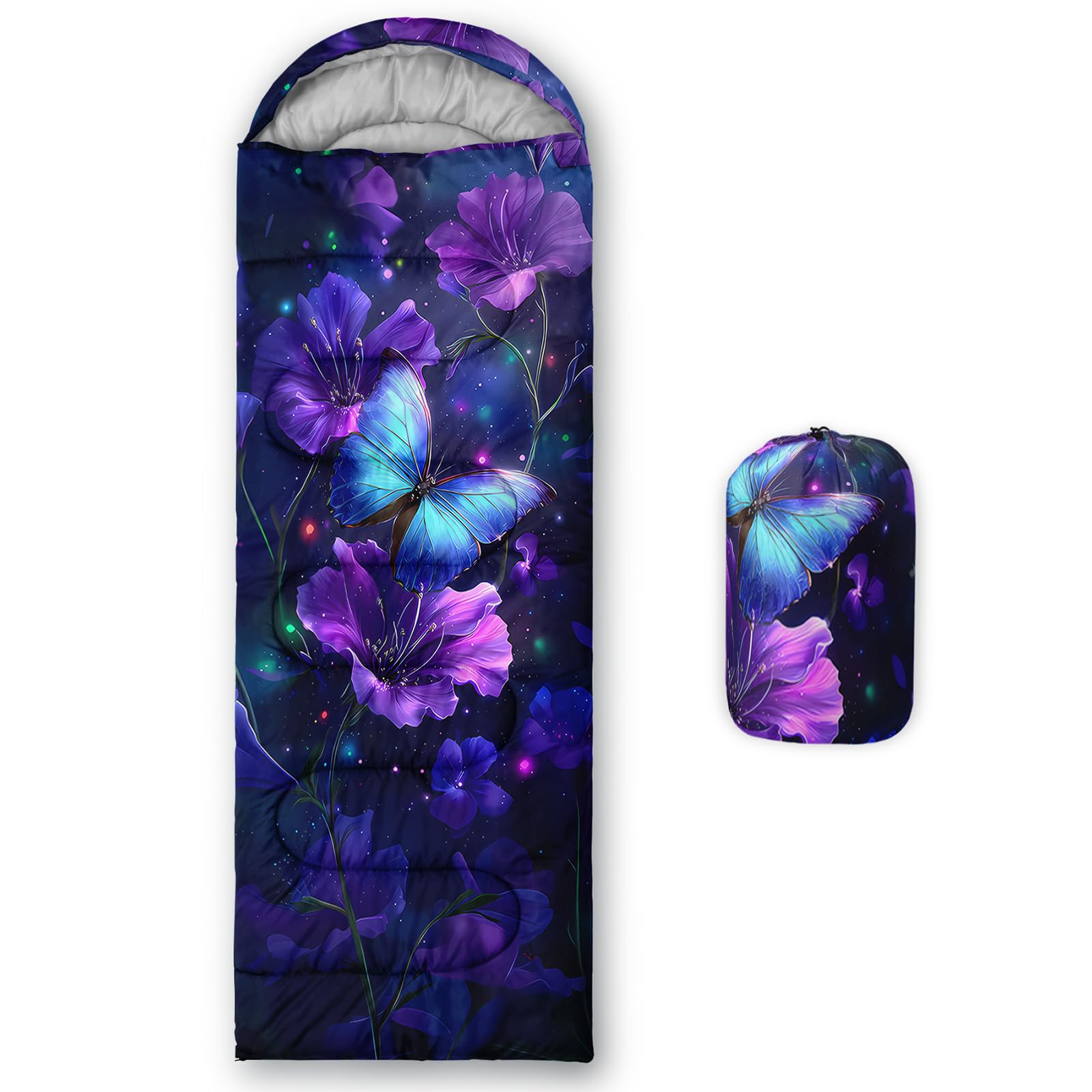 QOOMO Ball Flower Camping Sleeping Bags,3 Season Warm &amp; Cool Weather,Lightweight,Waterproof Sleeping Bags for Adults &amp; Kids,Traveling,and Outdoors,Camping Gear Equipment
