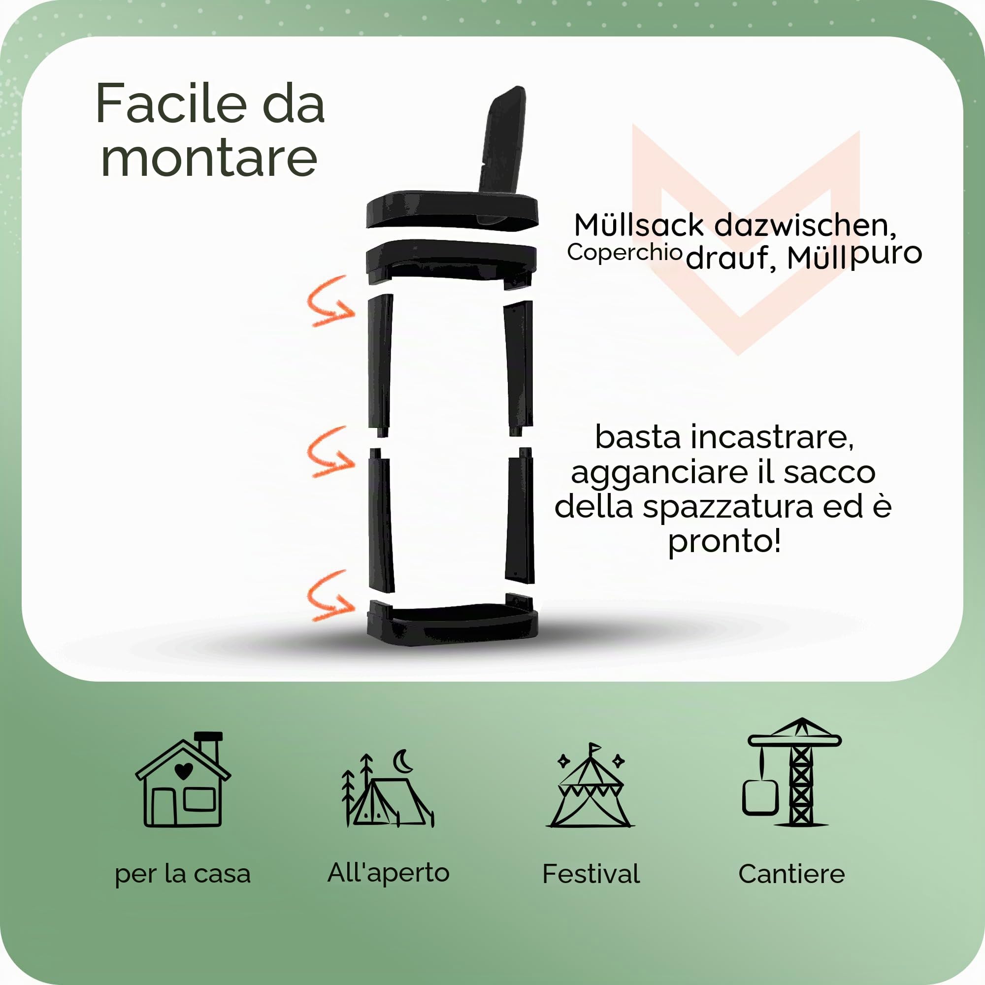 Novaliv 3 pezzi Supporto per sacco della spazzatura con coperchio per sacchi da 70L-120L, extra robusto e stabile, adatto per esterni, sacco giallo, supporto per sacco giallo, porta-sacco giallo