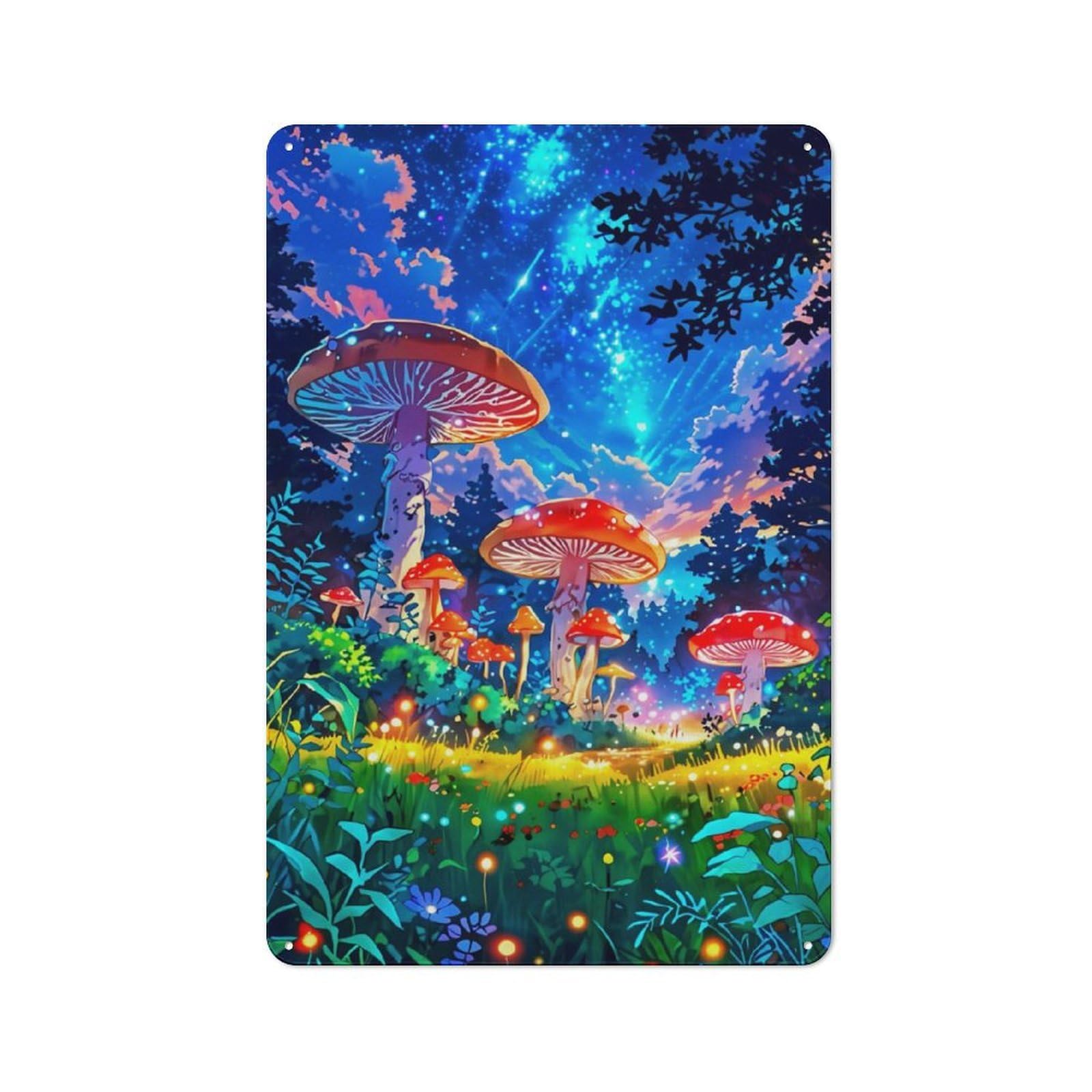 Junmoney Mushrooms Blue Sky For Garden Room Or Summerhouse, Retro Tin Sign 30X20cm, Suited To Wall Displays In Garden Rooms And Summerhouses