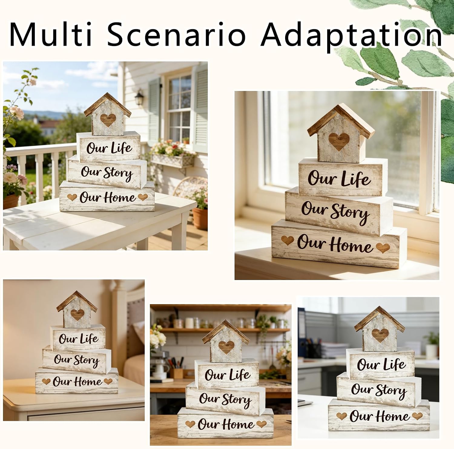 Farmhouse Tiered Tray Decor, 4pcs Our Life Our Story Our Home Table Decor