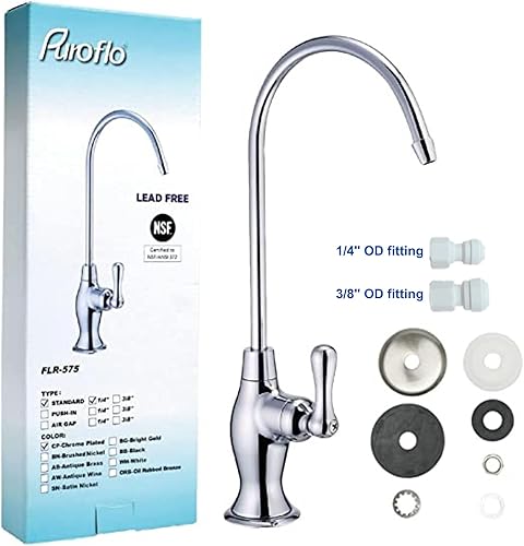 Miniatura 5 de Grifo de ósmosis inversa cromado, grifo de agua potable sin plomo certificado NSF para sistema de filtración de agua debajo del fregadero y sistema