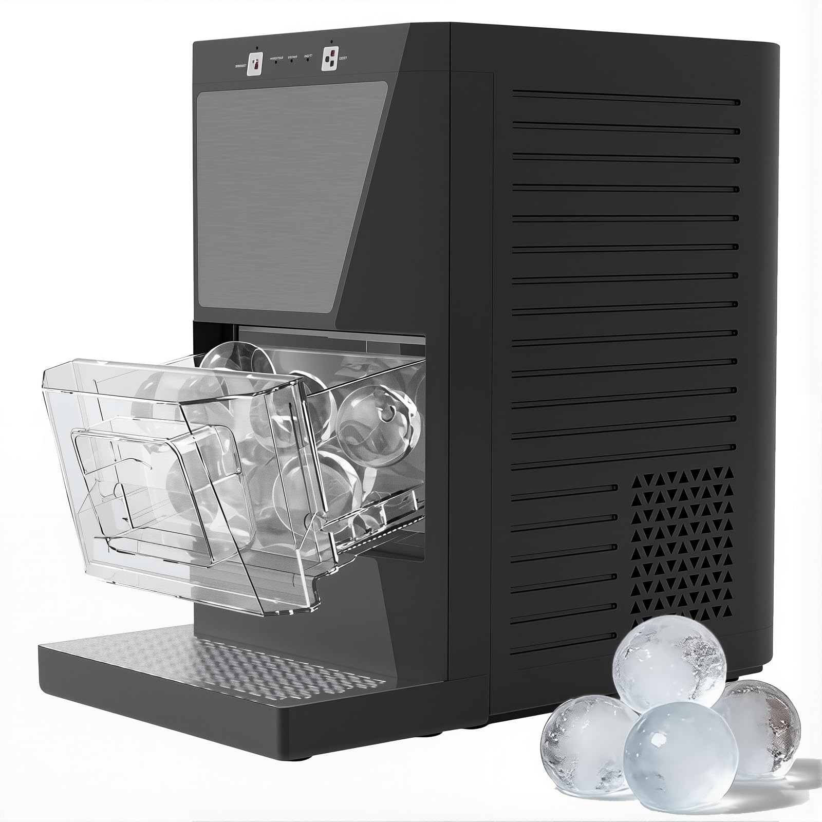 Eoweiot Spherical Ice Maker, Clear Ice Ball Machine, 42 Spheres Daily, Auto Self-Cleaning Countertop Ice Maker for Home or Bar Use (Black)