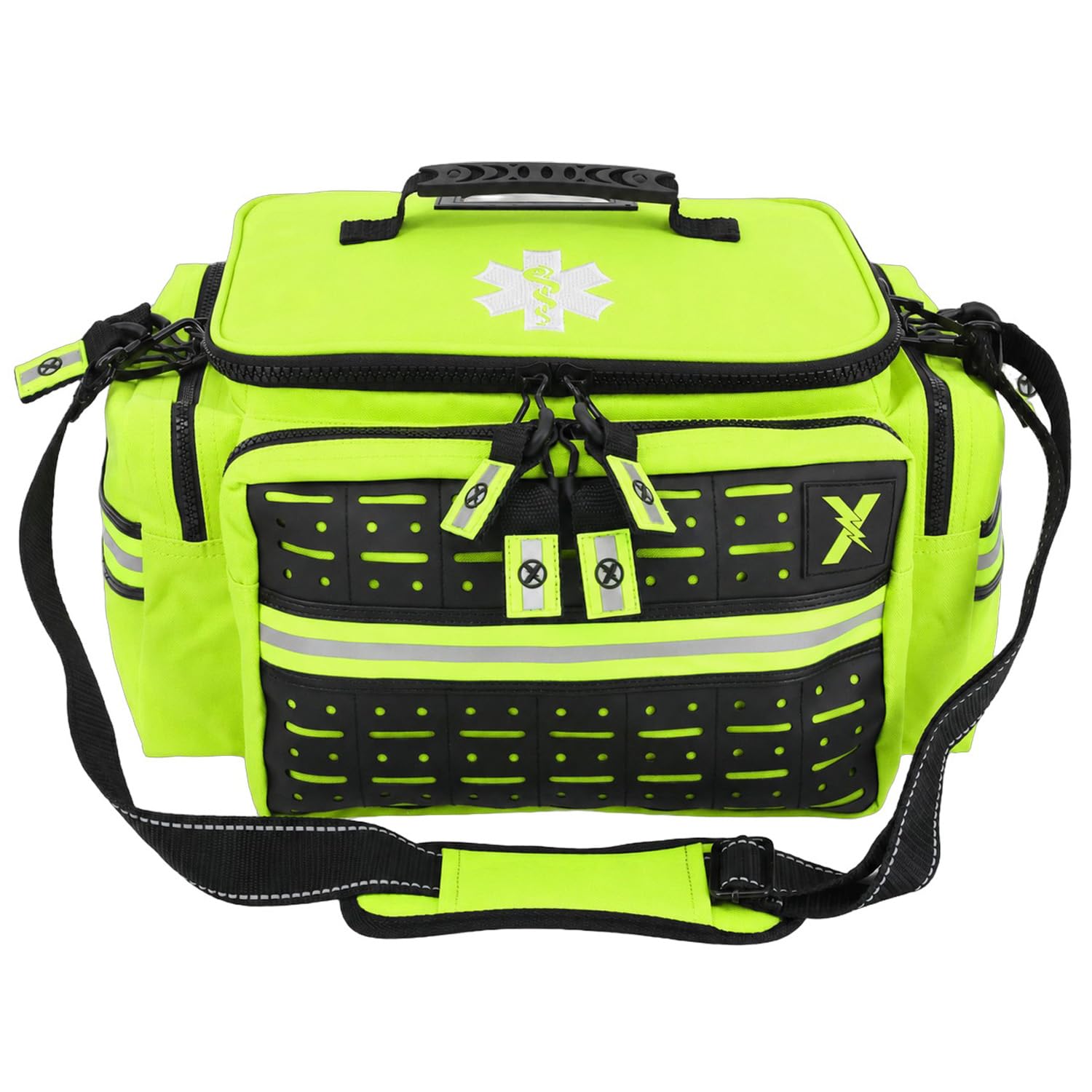 Lightning X - Bolsa EMT mediana de primeros auxilios | LXMB25 | con correa reflectante para el hombro y compartimentos con cremallera para primeros auxilios + suministros de trauma, amarillo