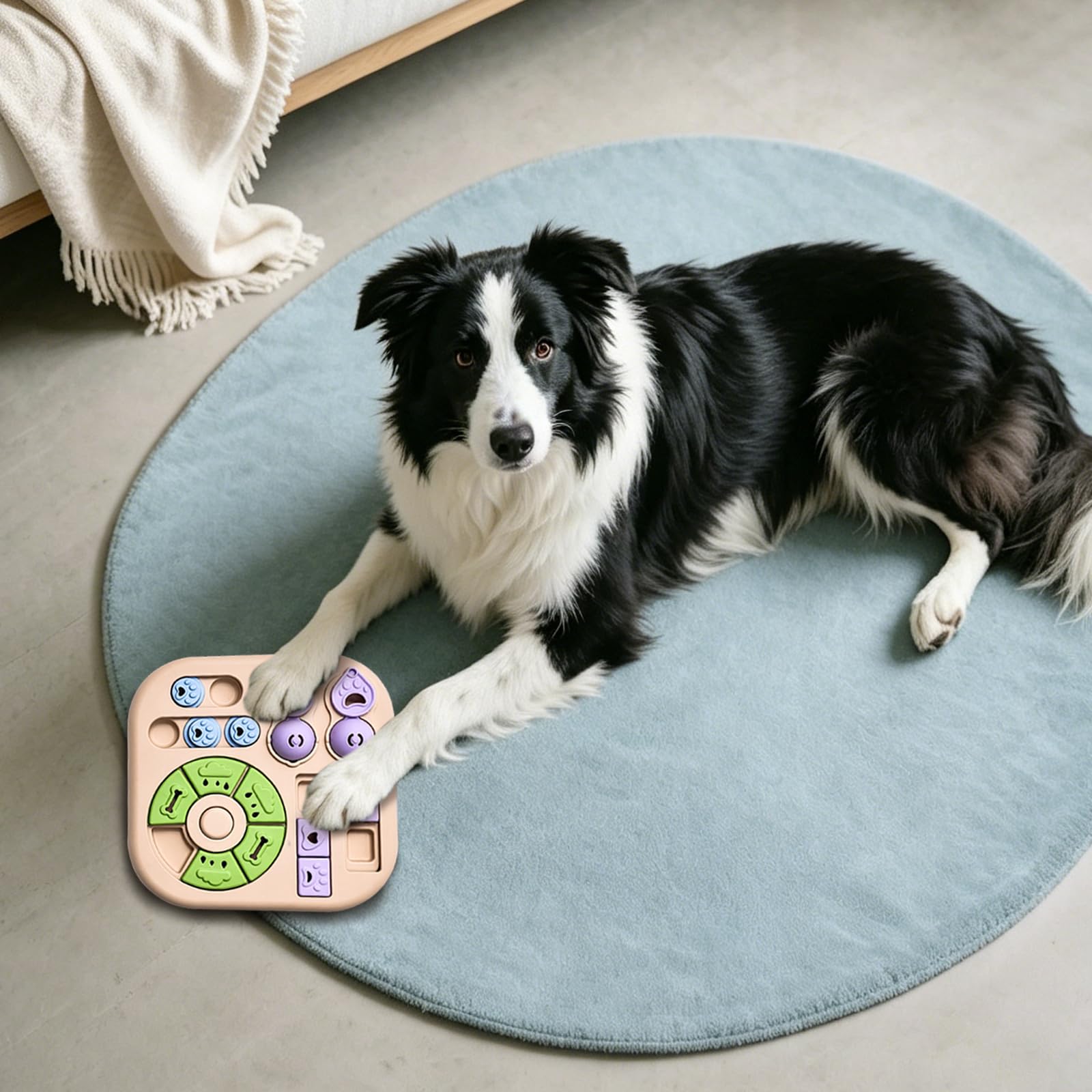Jouet puzzle pour chien - Jeu de réflexion interactif - Cachette à friandises - Jaune