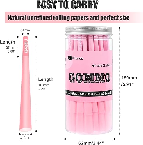 Miniatura 2 de Pink Cones - Prerolls de conos rodantes rosados, veganos y de combustión suave, accesorios prémium para fumar (paquete de 50, tamaño King)