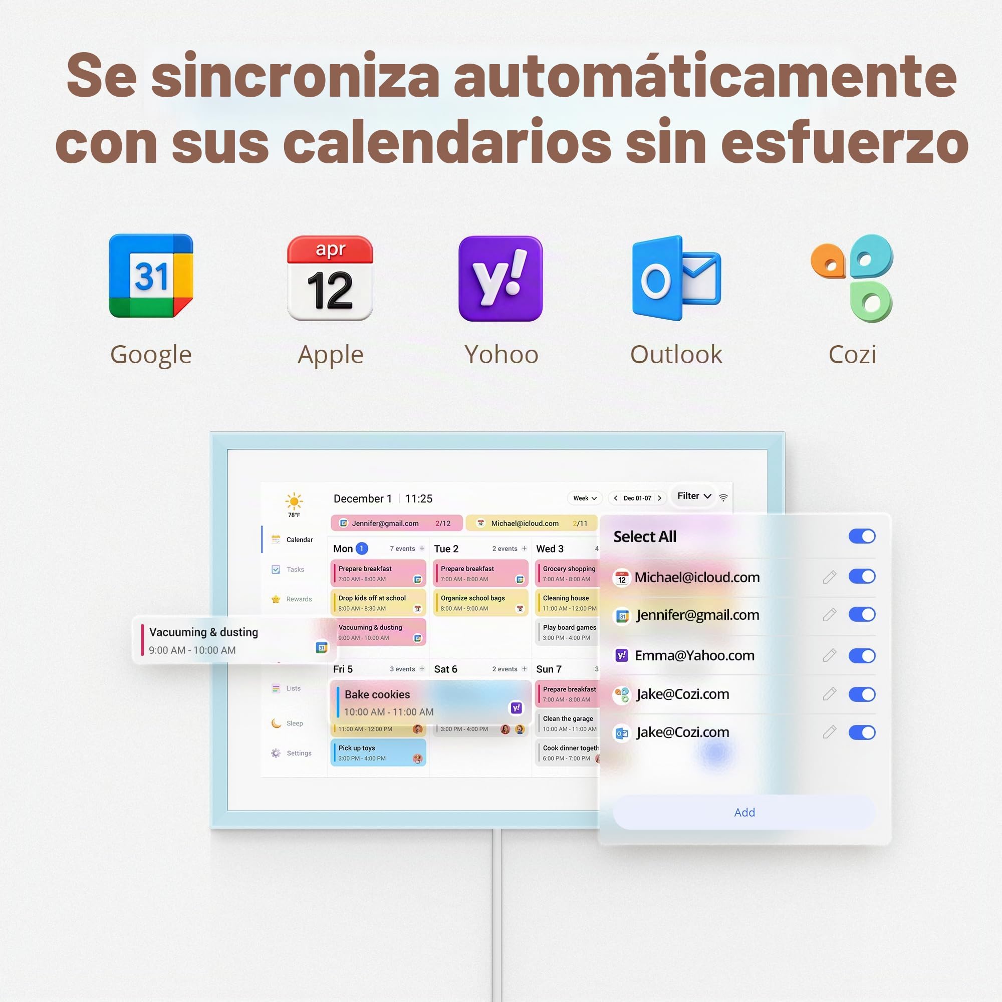 Dragon Touch Calendario Digital de Pared de 10,1 pulgadas, Planificador de calendario electrónico con 2 marcos reemplazables, memoria de 32GB, Calendario de escritorio con pantalla táctil, Blanco