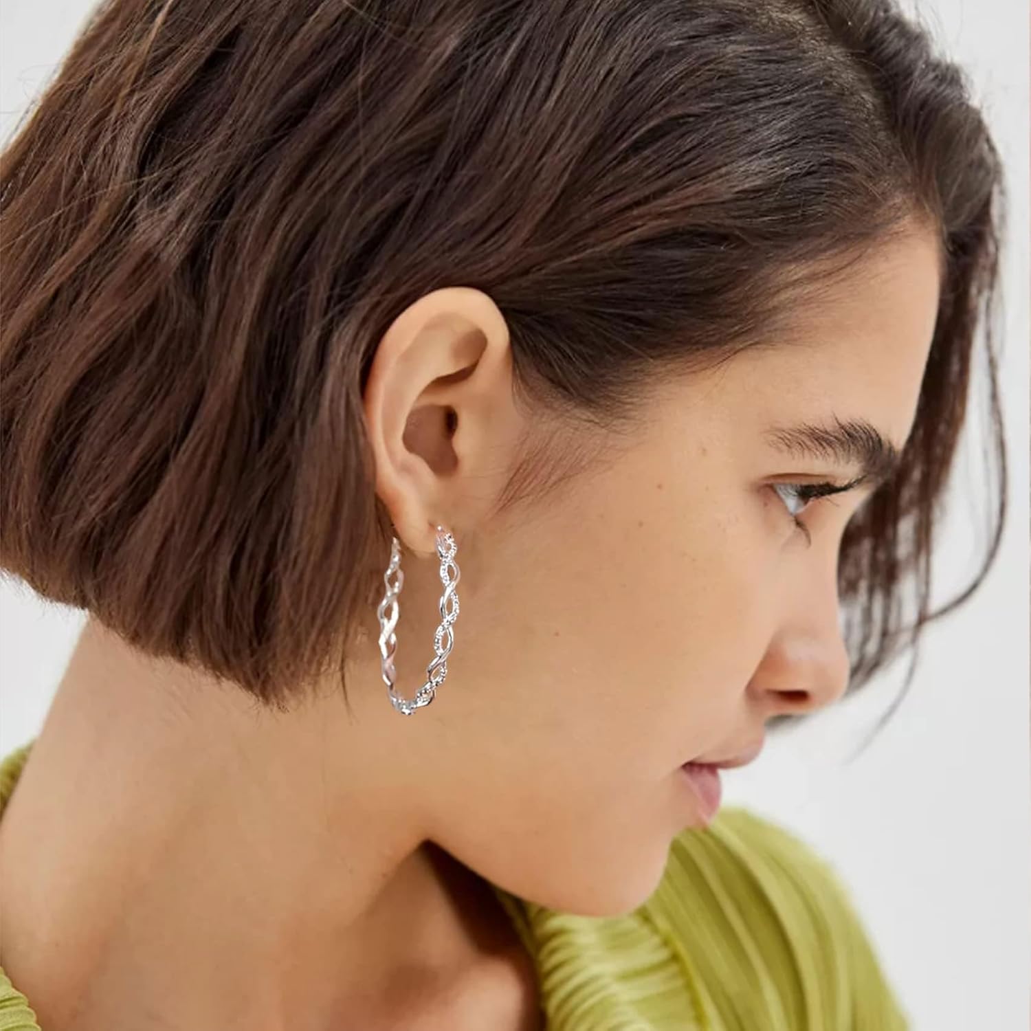 Senteria 925 Sterling Silver Earrings Hoops for Women Lightweight Twisted Hoop Earrings With Cubic Zirconia Hypoallergenic Hoops Earrings (20/30/40/50/60MM) - Image 3