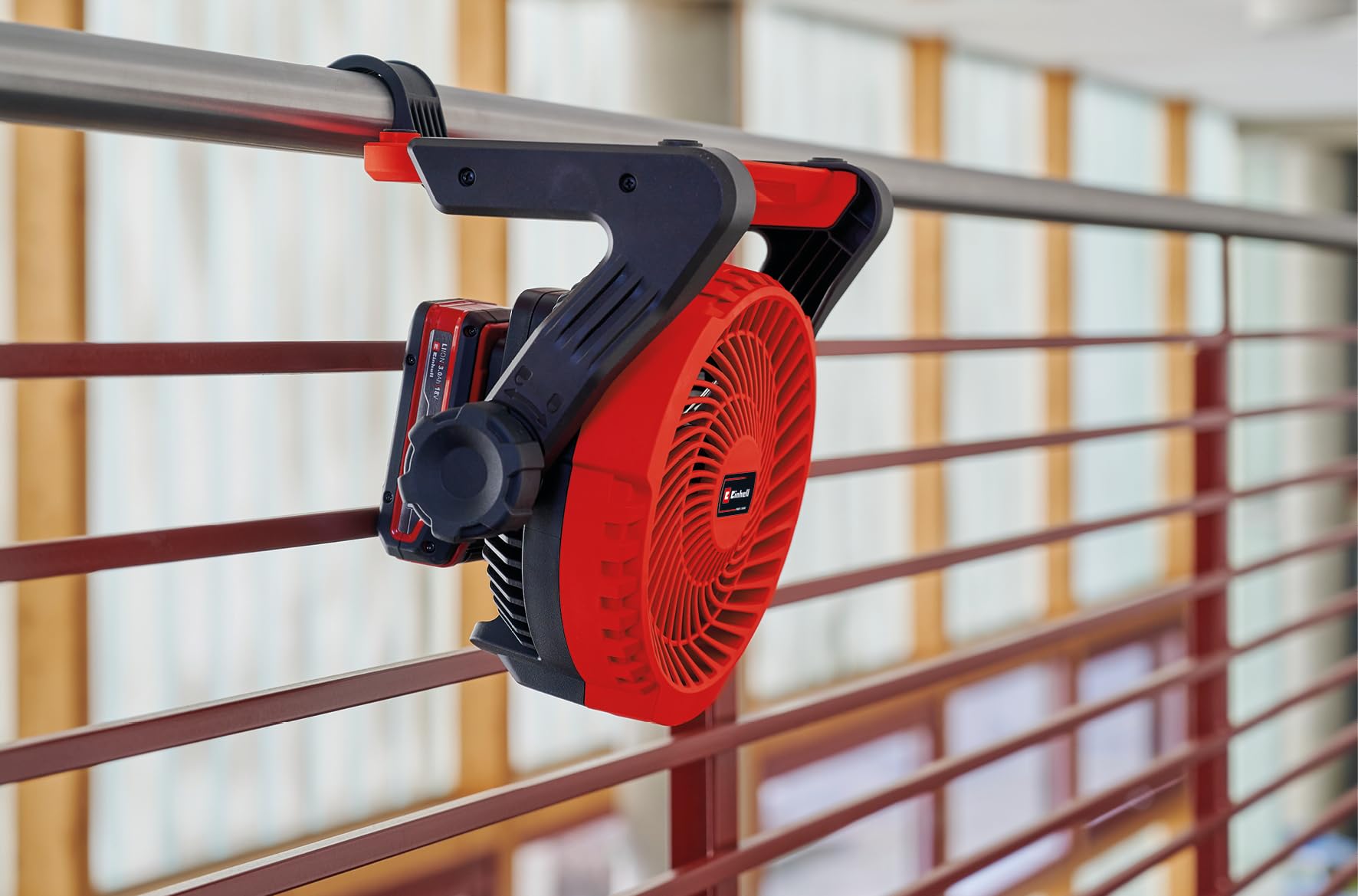 Einhell Akumulatorowy wentylator GE-CF 18/2200 Li-Solo Power X-Change (18 V, Li-Ion, 3 poziomy prędkości, obrotowa głowica wentylatora o 360°, dostawa bez akumulatora i ładowarki)
