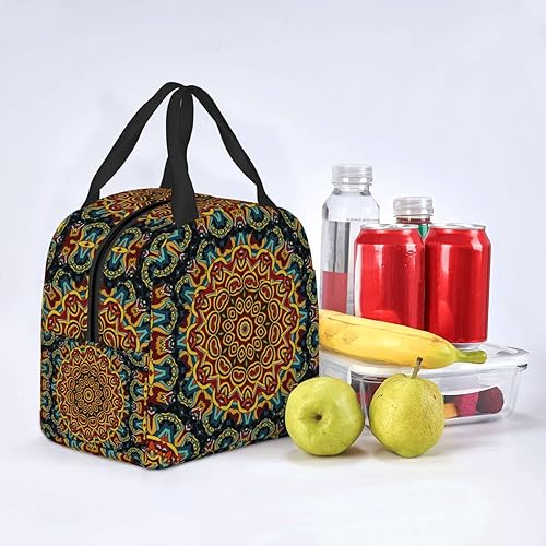 Miniatura 4 de Morrocan Vitrage Adorno floral reutilizable bolsa de almuerzo aislada para mujeres y hombres impermeable lonchera térmica para el trabajo oficina