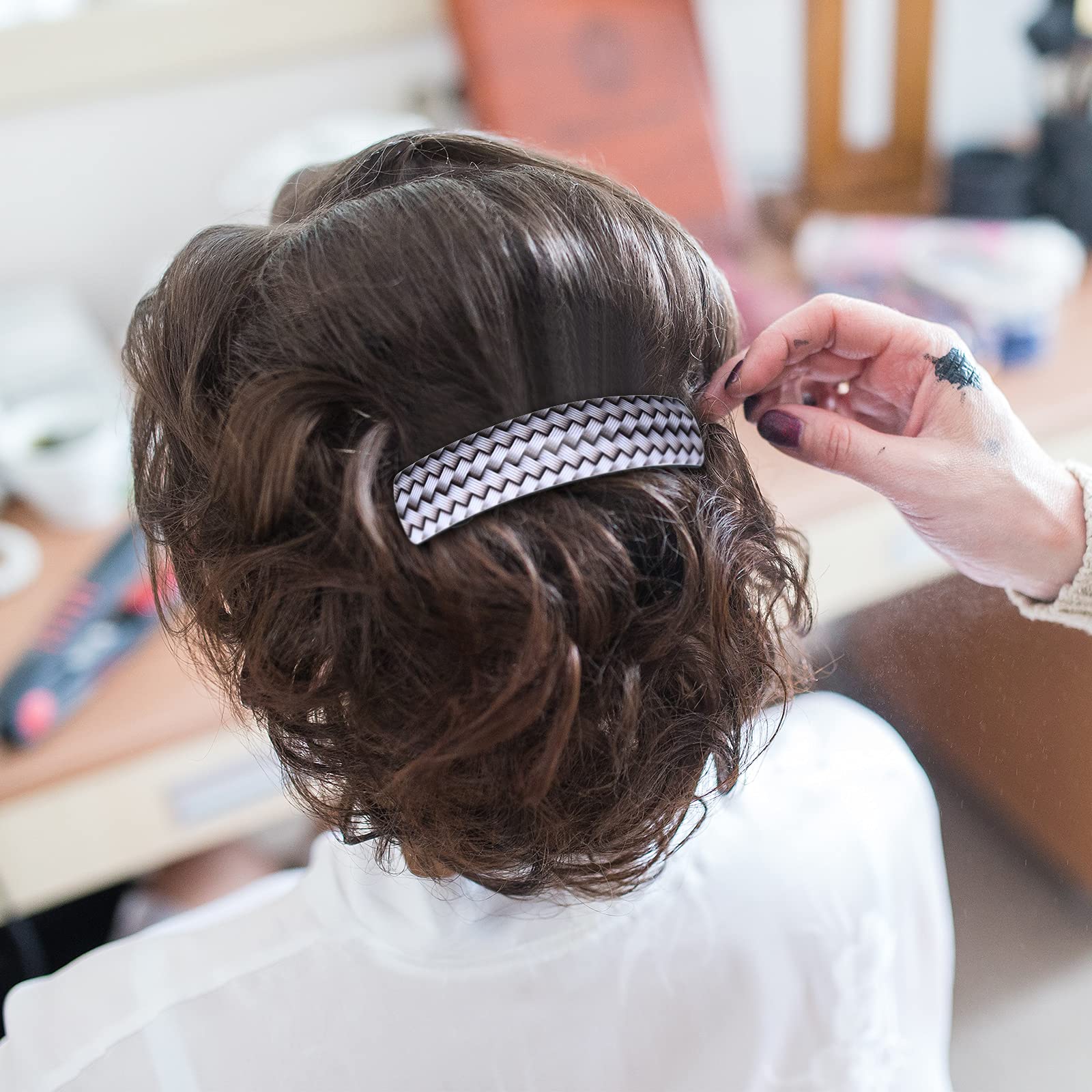 Large hair barrette it\'s about 6 in Long Amazon.com : 6 Pieces Retro Acrylic Hair Barrettes for Women  main image 3