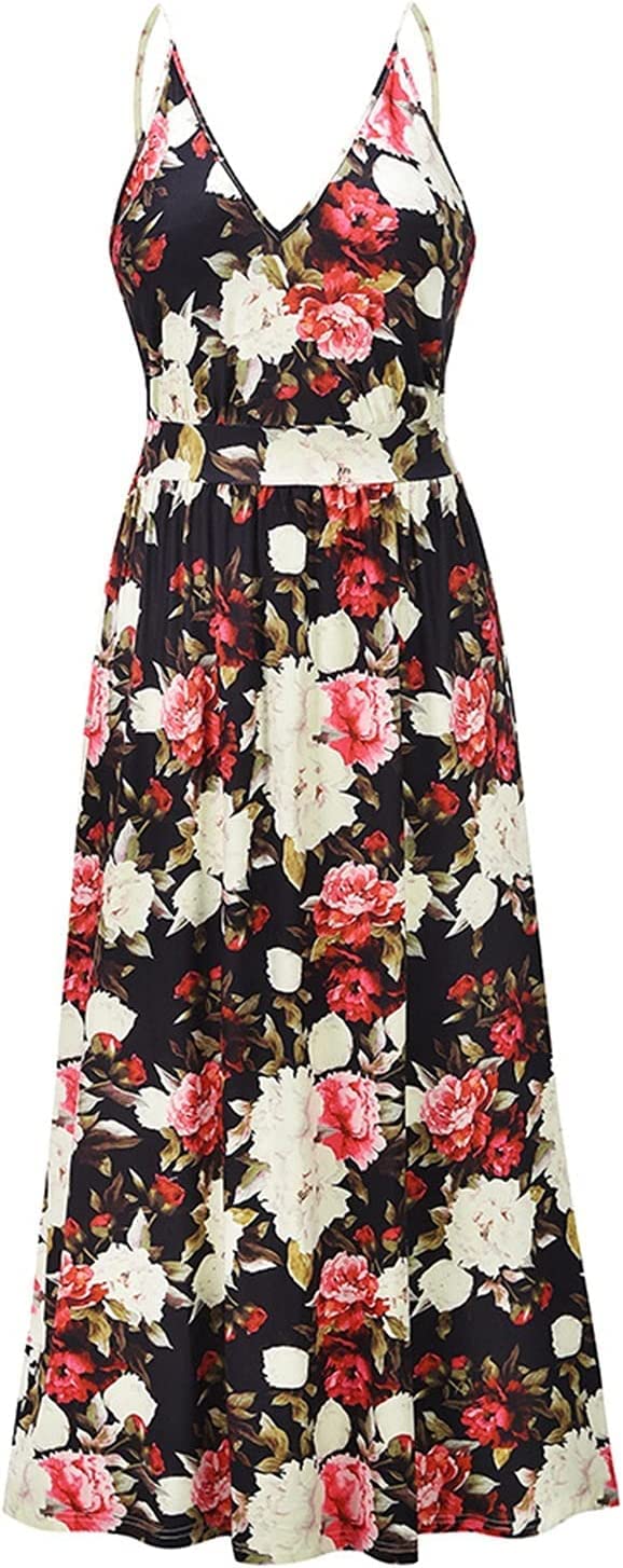 Verstellbarer Ersatz-Schultergurt, Handtaschenträger, Kleider, Strandkleid for Teenager-Mädchen, Damen-Strand, rückenfrei, V-Ausschnitt, Spaghettiträger, Maxikleid, Sommerkleider (Farbe: Grün, Größe: