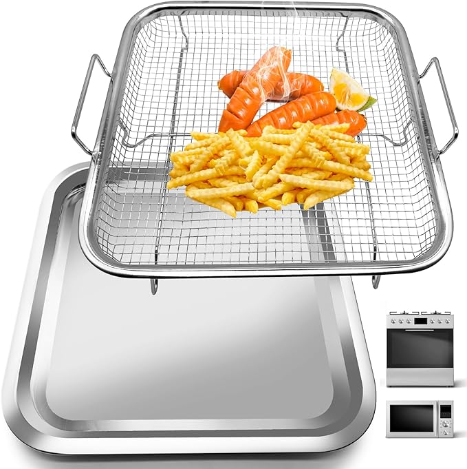 Air Fryer Basket Replacement, 2 Pieces Set 10''x9'' Food