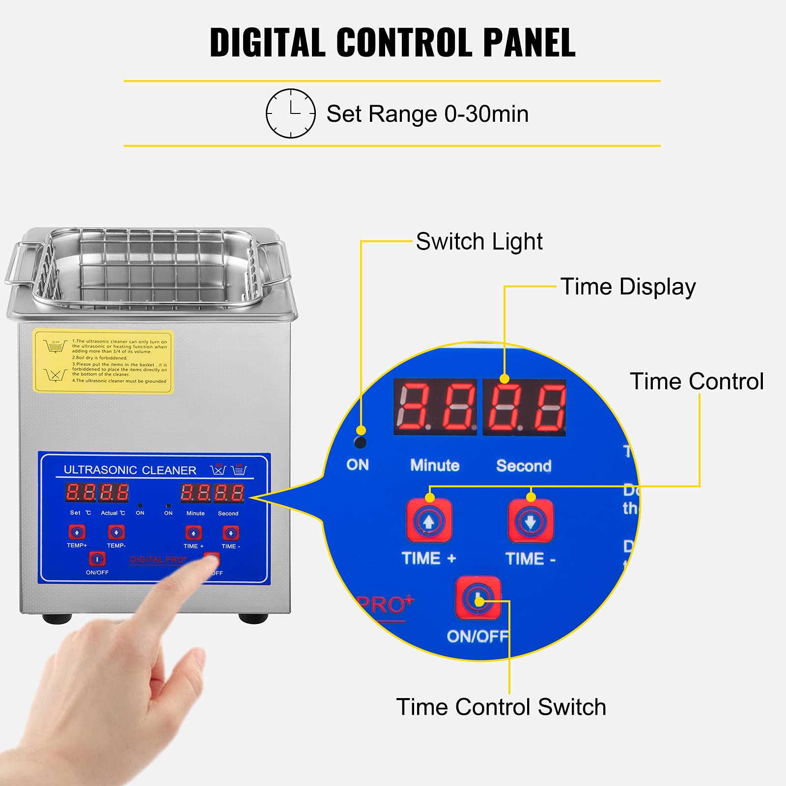 Moh Limpiador Ultrasónico 2L, 60W Limpiador Ultrasónico Profesional de Acero Inoxidable, Máquina de Limpieza Ultrasónica Potente Frecuencia de 40 kHz con Pantalla LED para Joyas, Reloj, Gafas