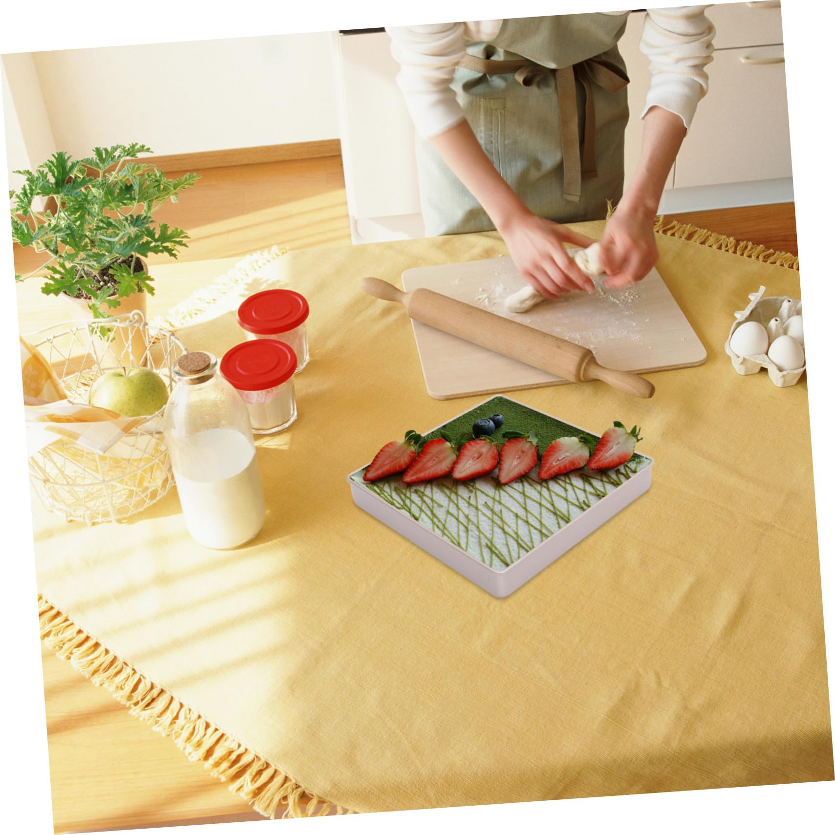 Healifty Molde Cuadrado Antiadherente Dorado Para Hornear Pasteles Postres y Tartas Para Mousse Pizzas y Tartas De Queso