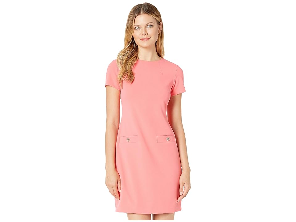 

Tommy Hilfiger Scuba Crepe Dress (Coral) Women's Dress