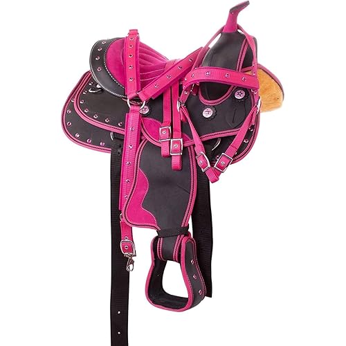 Synthetic Western Horse Saddle | 14 to 18 Inch | Comfy Horse Saddle with Tack Set | All Accessories Included | Equestrian Accessories Tack