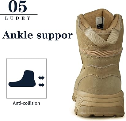Men's Lightweight Tactical Hiking Boots Waterproof Military Outdoor Motorcycle Desert Boots Durable Comfortable for Combat Work All Season