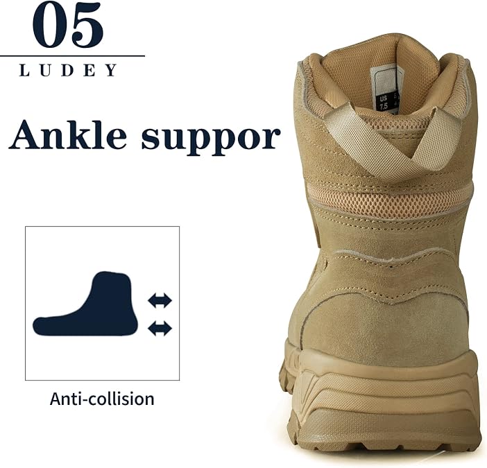 Men's Lightweight Tactical Hiking Boots Waterproof Military Outdoor Motorcycle Desert Boots Durable Comfortable for Combat Work All Season