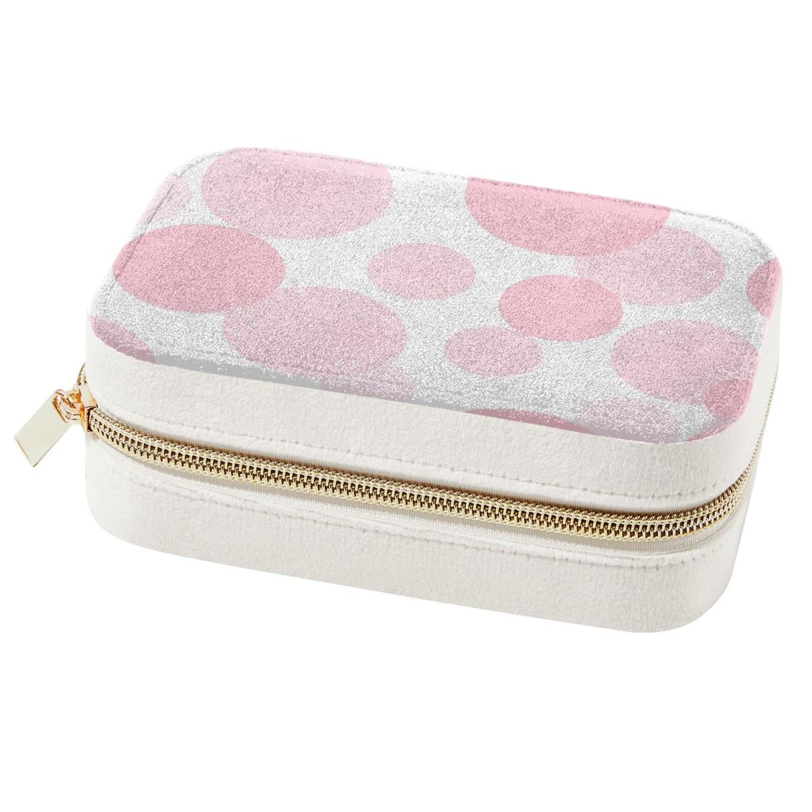 Voyagez sans perdre vos bijoux : boîte élégante rose motif géométrique circulaire