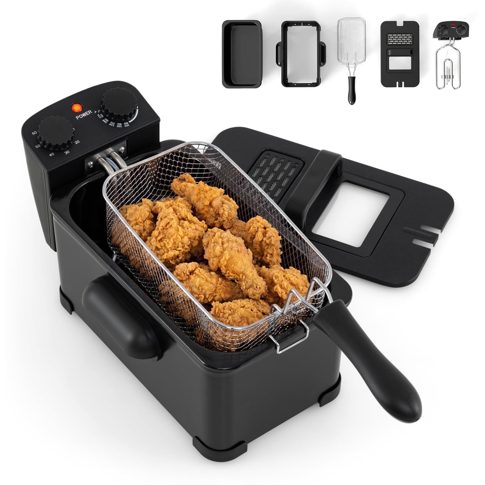 GiantexUK 2000W Electric Deep Fryer, 3L/5L Deep Fat Fryer (3L, 1 Basket)