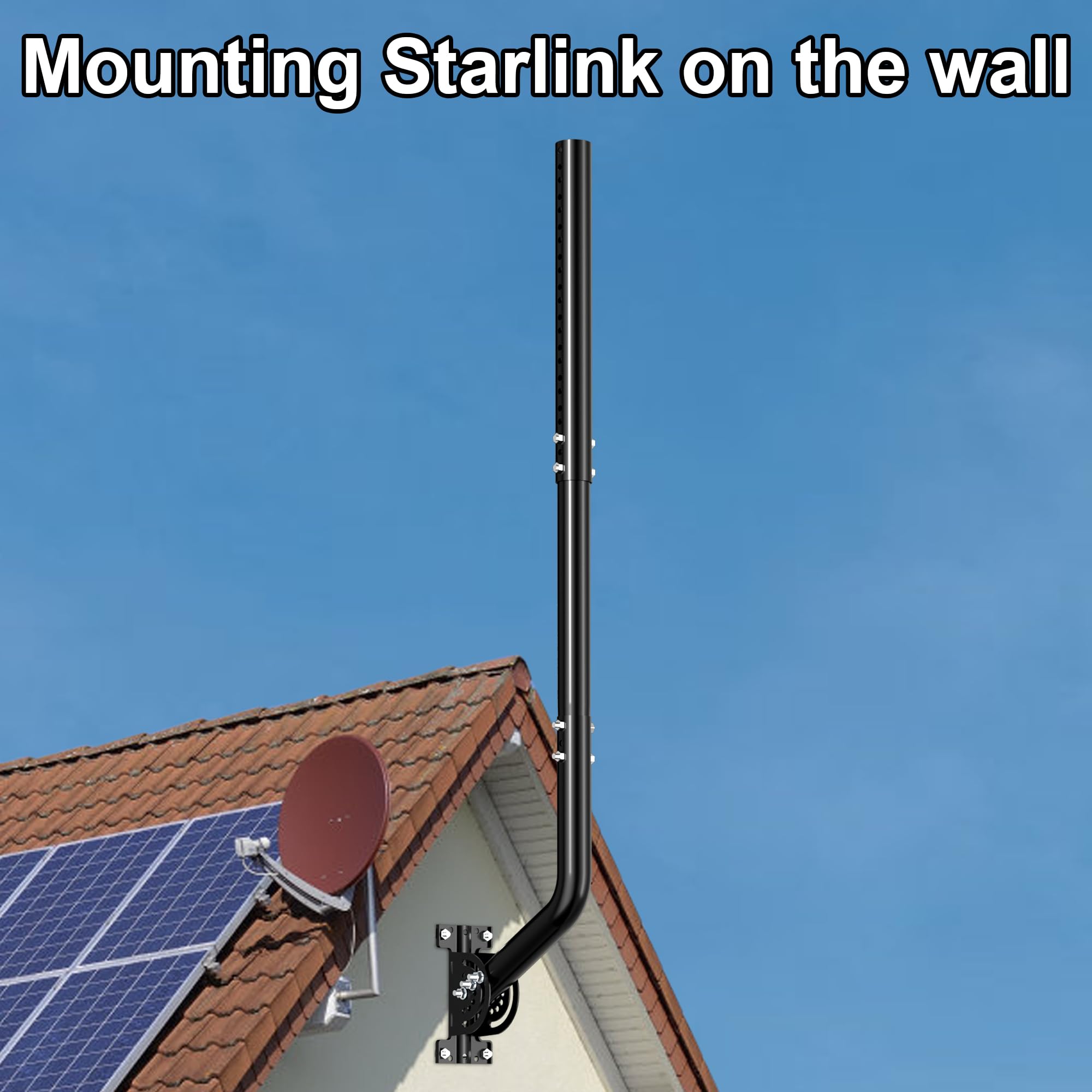 Palo antenna universale per TV, satellite, radio, antenne WiFi, Star-link (Nero-71-101cm)