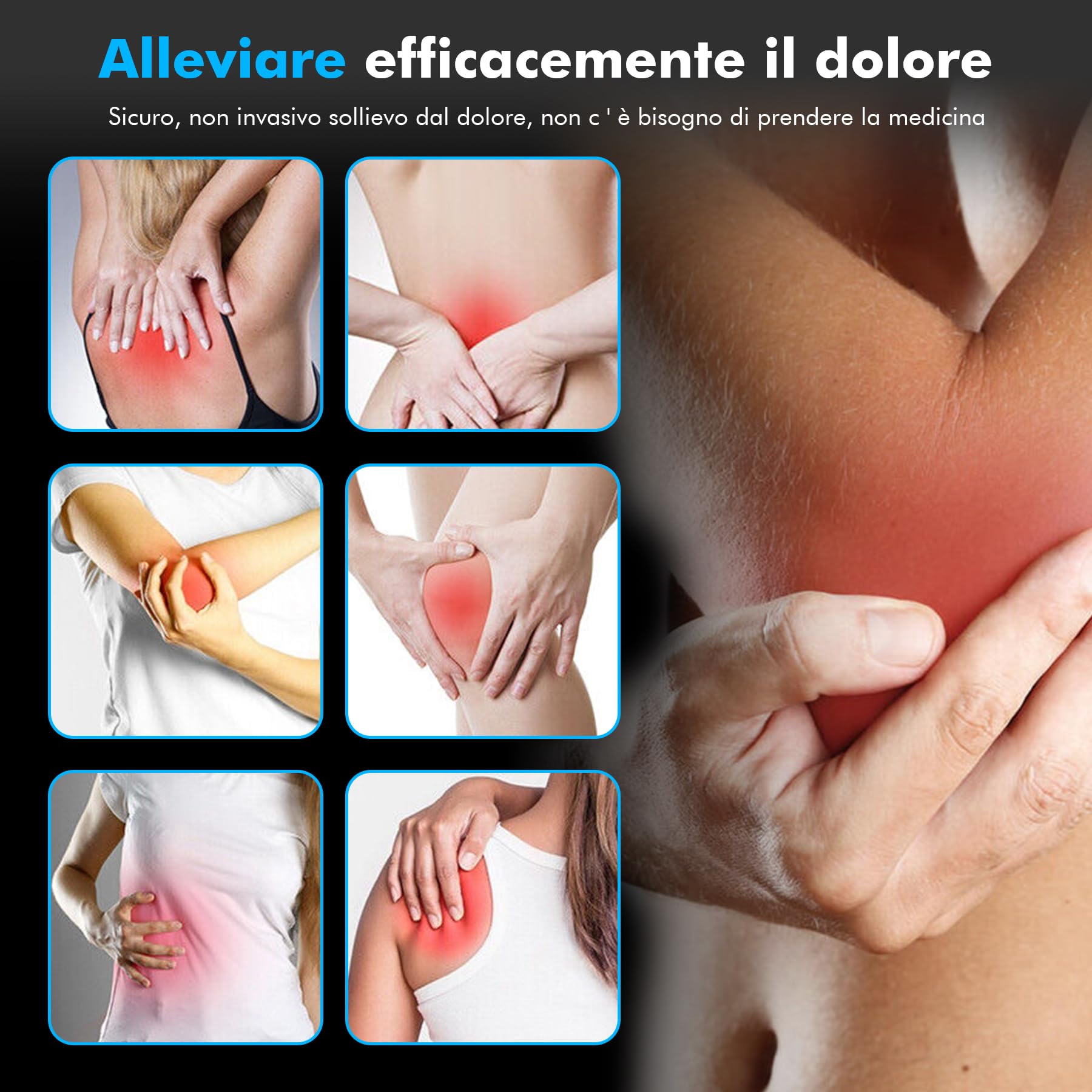 Elettrostimolatore Muscolare, 3 in 1 TENS/EMS/Massage Elettrostimolatore Professionale, Con 27 modalità e 30 intensità, 2 Channels 8 elettrodi