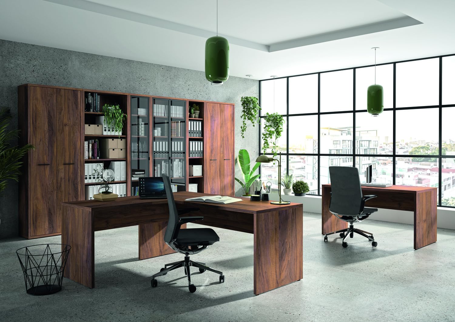 Composad | Scrivania Angolare della Linea DAVINCI BRERA, Scrivania PC, Elegante e Spaziosa, con Modesty Panel, per Ufficio, (LxAxP) 178,20x74,50x160,50 cm, Colore Noce Brera, Made in Italy