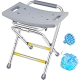 Folding Shower Chair for Inside Shower&comma; 400lbs Foldable Shower Stools&comma; Portable Travel Shower Seat&comma; Stainless Steel Small Shower Chair for Seniors&comma; Disabled&comma; Adults&comma; Gray