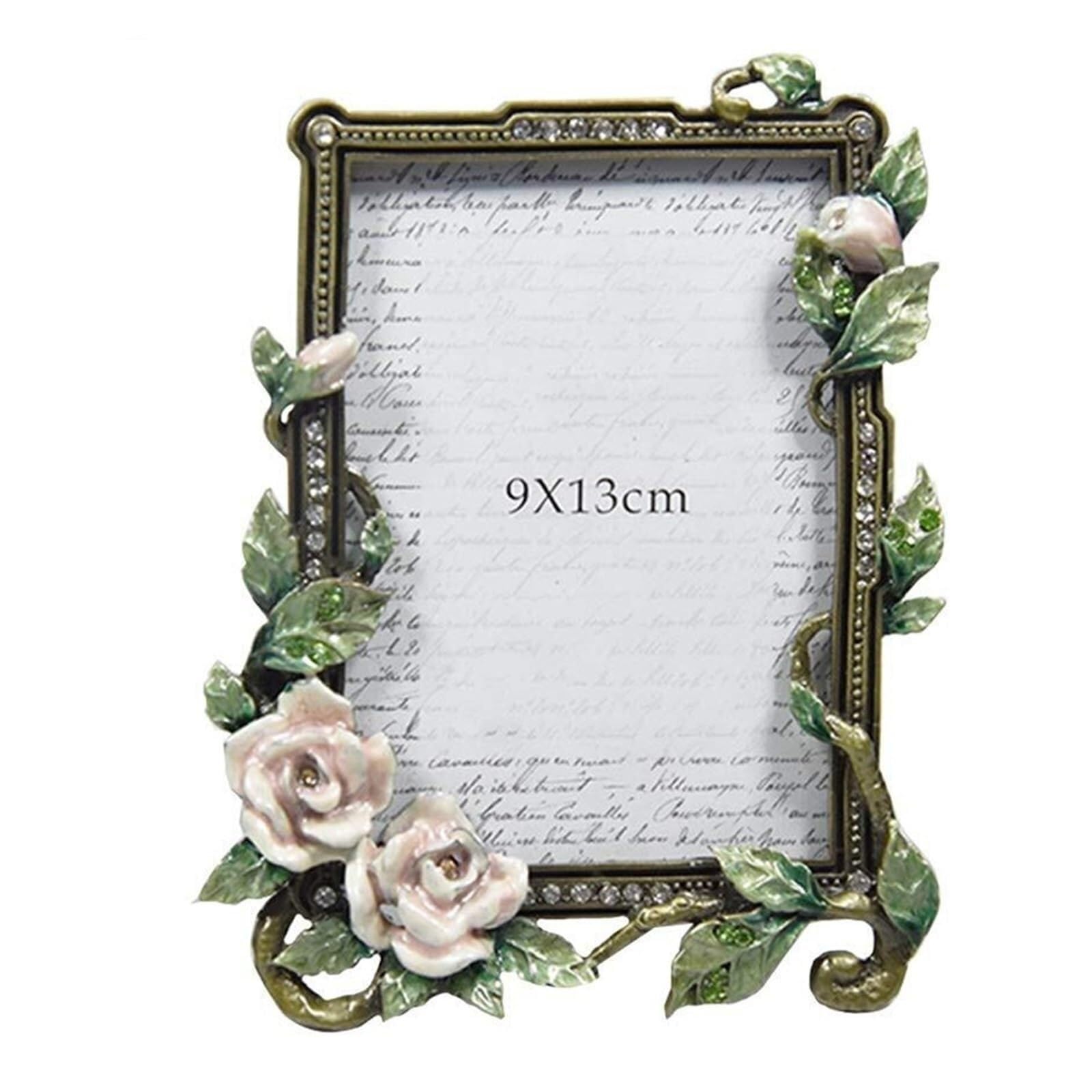 Vfdthr 6Inch-01 Photo Frames Metal Photo Frame Bird Floral Creative Enamel Display Art Home Decor Wedding Birthday Gifts(6Inch-01)