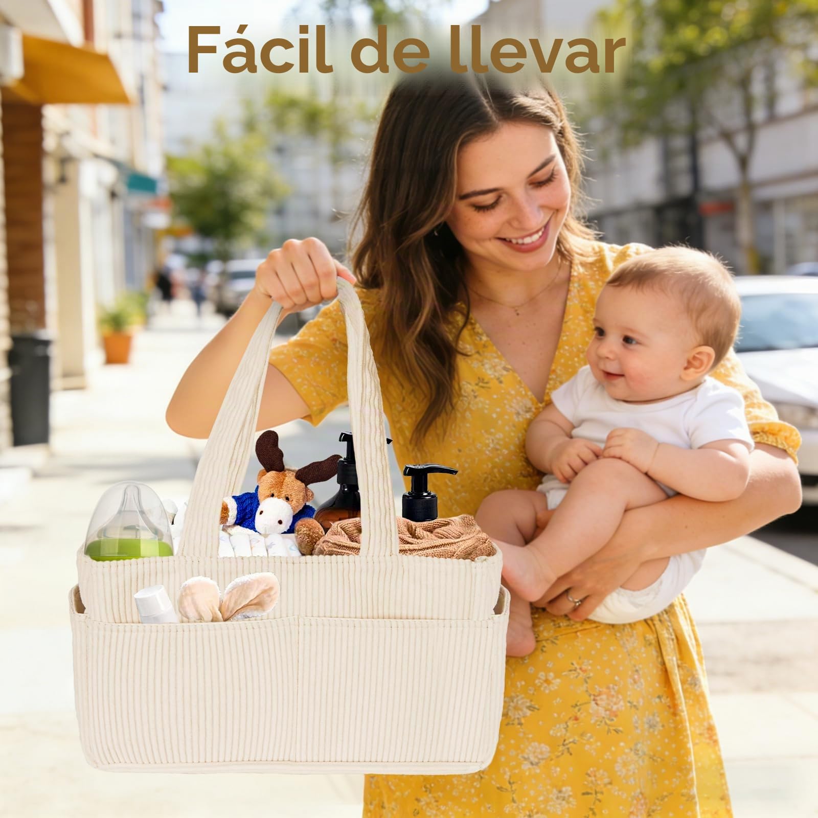 Cesta Organizadora Bebe, Organizador de Pañales para Bebé con Compartimentos Intercambiables, Organizador de Cambiador para Bebé, Regalo para Recién Nacidos