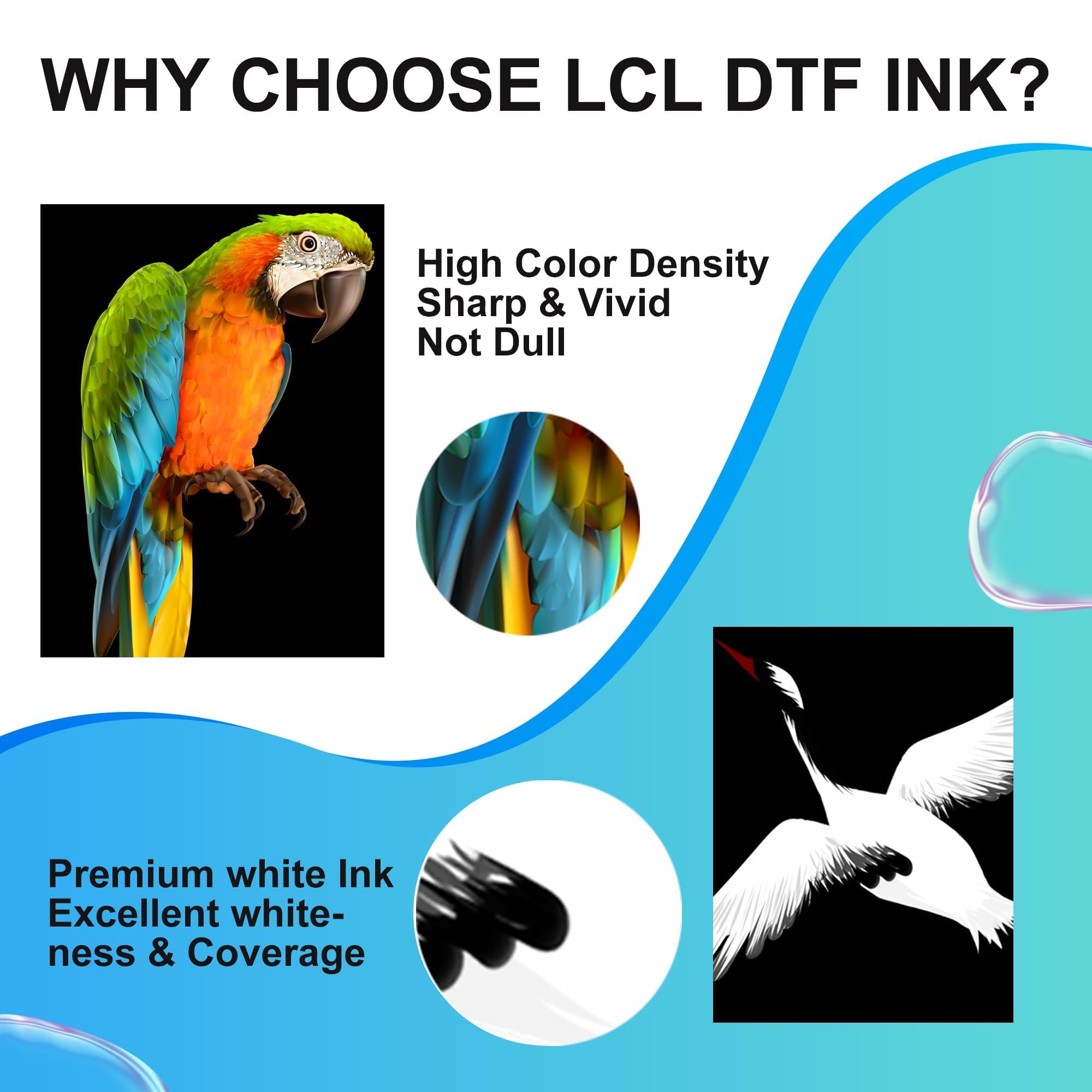 LCL 1000ML DTF Tinte, DTF Transfertinte Nachfülltinte für EPSON EcoTank ET-2700 ET-2750 ET-2751 ET-2756 ET-2850 ET-2851 ET-2856 ET-3700 ET-3750 ET-3850 ET-4750 ET-4850 ET-4856 ET-15000 (1000 ml Weiß)