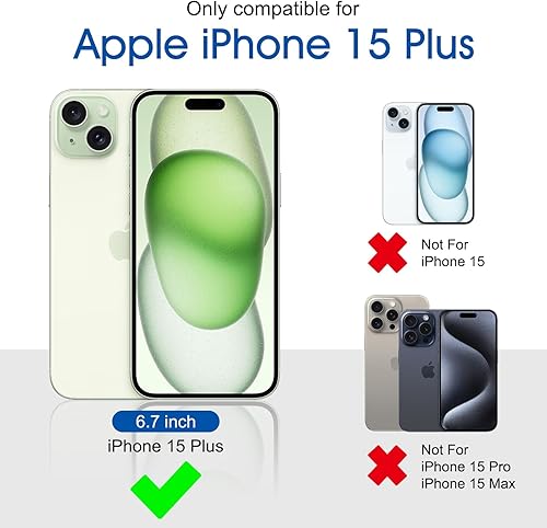 Miniatura 2 de Casus - Funda diseñada para iPhone 15 Plus con protector de pantalla de grado militar, a prueba de golpes, funda deslizante para cámara con anillo