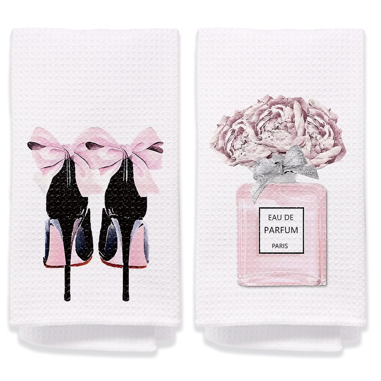 Yomisex Pink Hand Towels Decor for Bathroom, Pink Bathroom Accessories Decorative Towels for Washroom Bath Towels Set of 2, Bow Decor Hand Towels