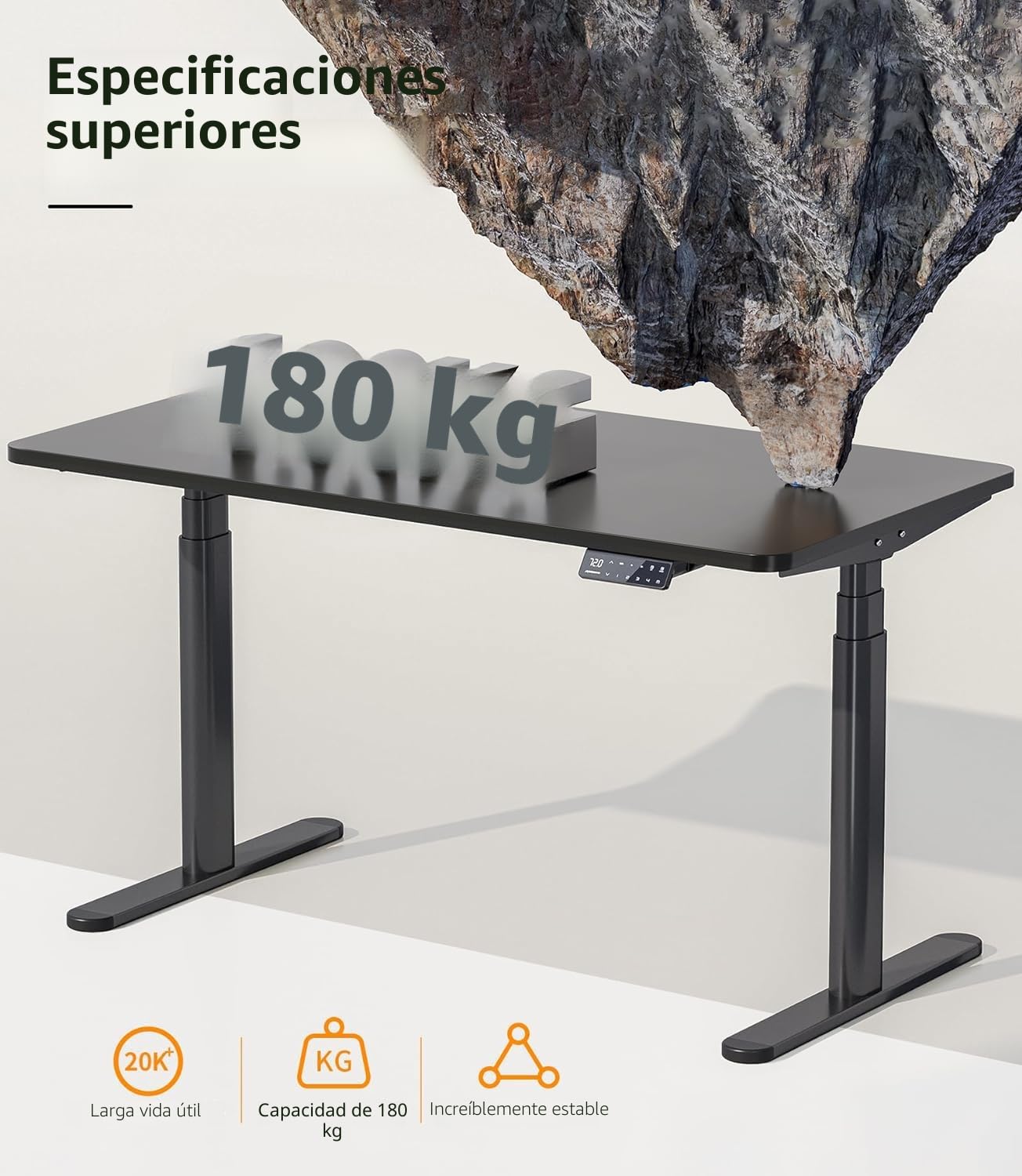 MAIDeSITe EL2 Plus Art Escritorio Elevable Eléctrico con Patas Ovaladas | Diseño Exclusivo de Patas Ovaladas, Doble Motor Estable y Silencioso con Carga 180kg, Rango Altura 62-125cm y 4 Memorias