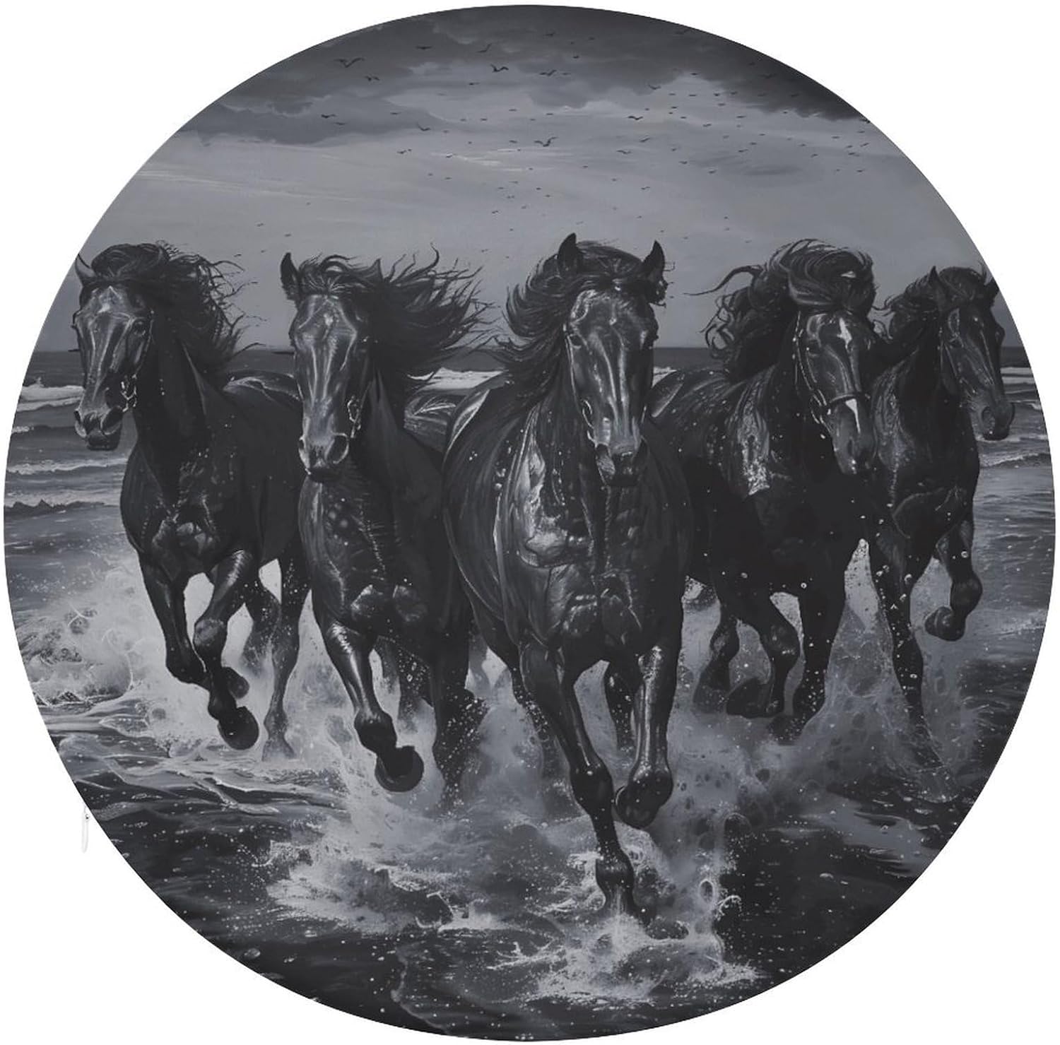 Running Black Horses Chair Cushions Floor Pillow Chair Pad