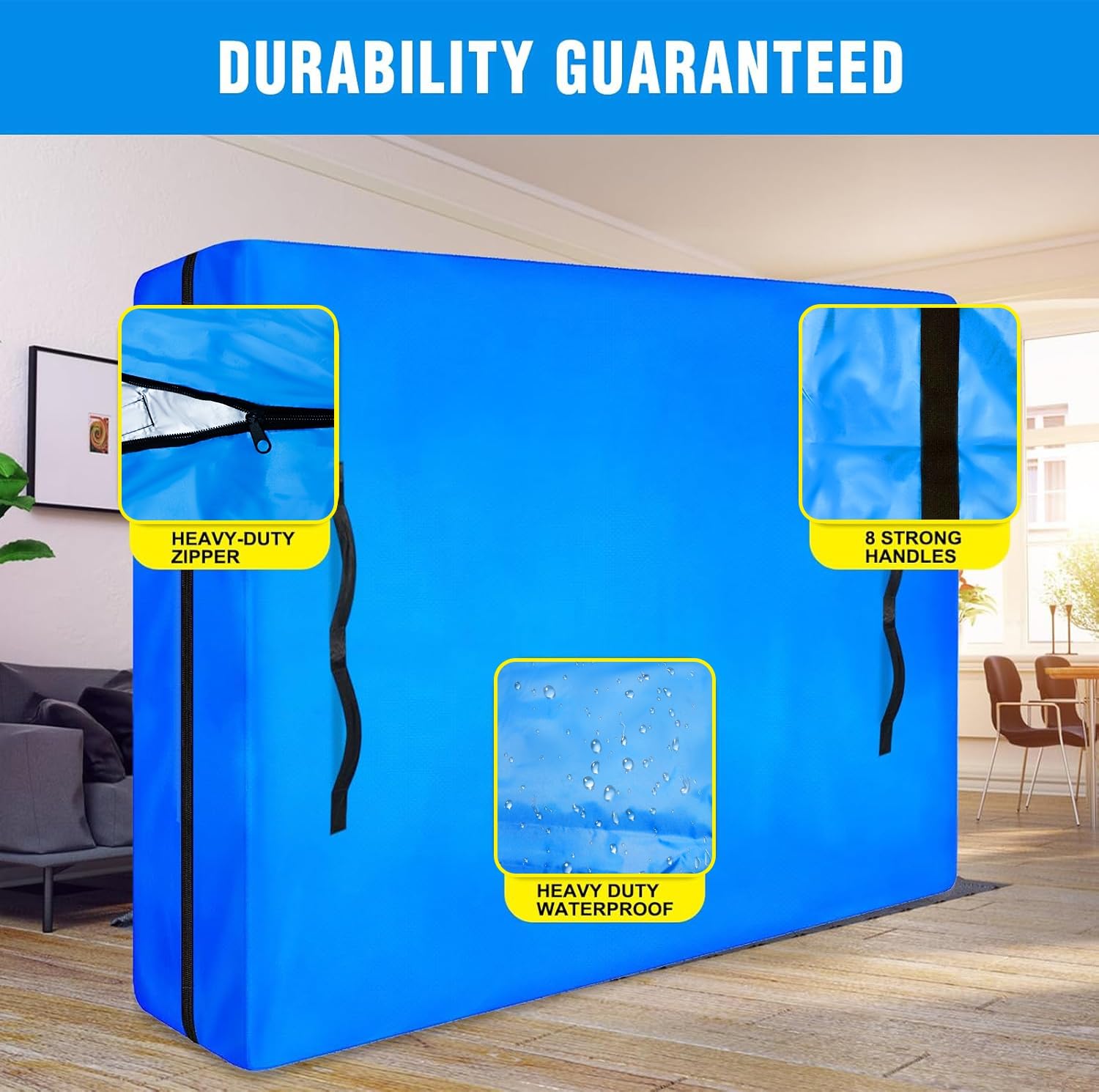 MorTime Mattress Bags for Moving and Storage Zippered Mattress Storage Bag with 8 Strong Carrying Handles - Image 4
