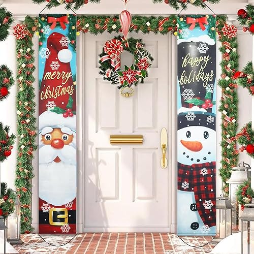 Miniatura 5 de Decoraciones navideñas para el hogar, decoración de hogardeck con texto en inglés "Merry Christmas", letrero de porche, muñeco de nieve, Papá Noel,
