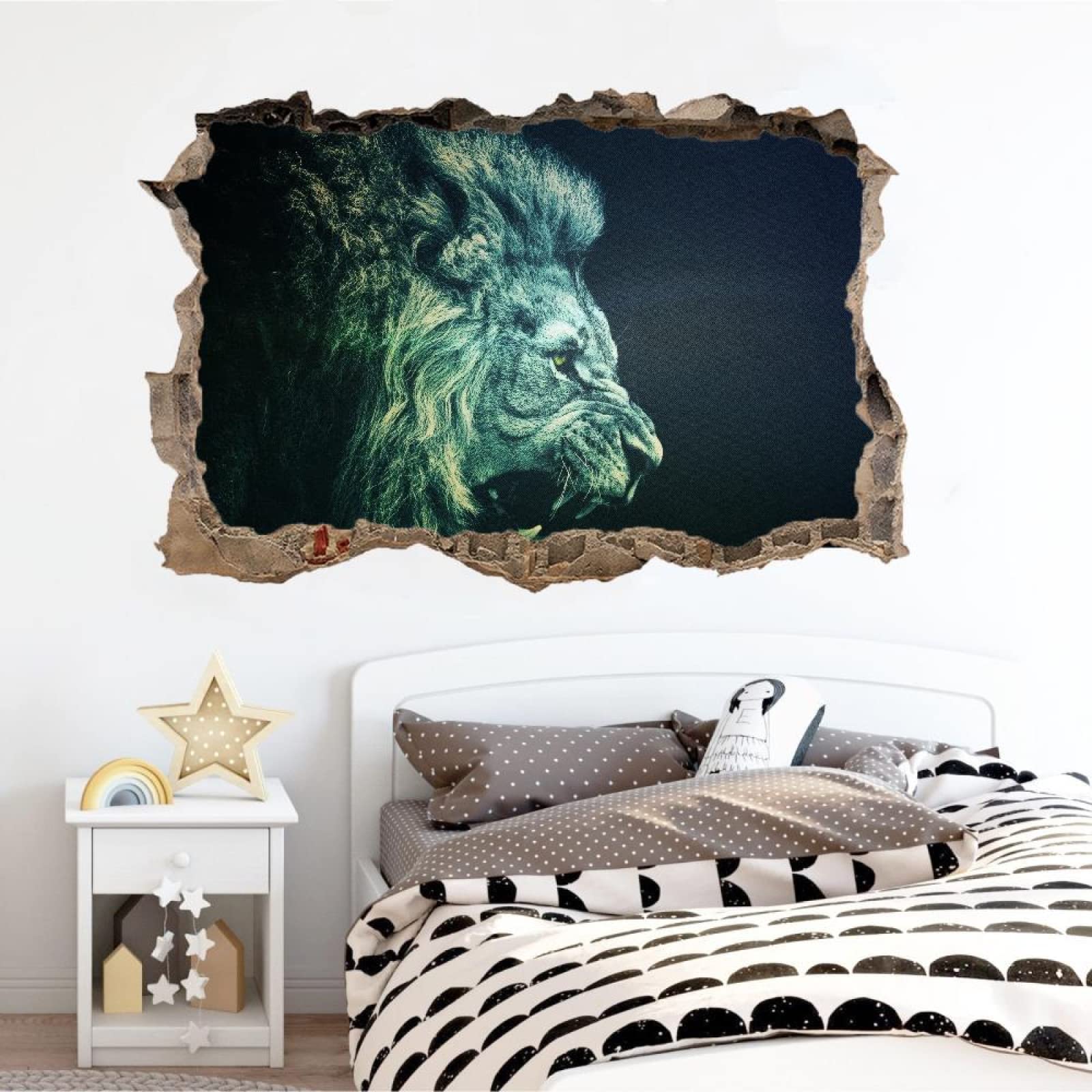 Calcomanía Rota 3D, León Adhesivo Extraíble De Vinilo Para Despegar Y Pegar, Animal Tatuaje De Pared Niñas Niños Dormitorio Guardería Habitación Decoración Para El Hogar 80x120cm