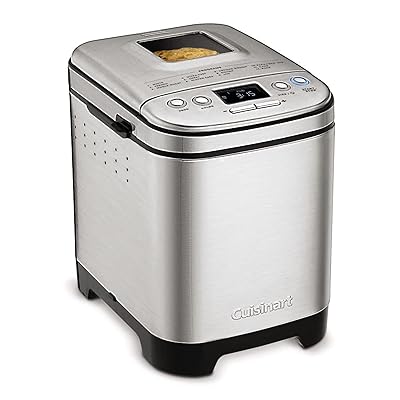 Cuisinart Bread Maker Machine, Stainless Steel Automatic Bread Machine with 12 Menu Options, 3 Loaf Sizes up to 2 Lb., 3 Crust Colors, Removable Nonstick Baking Pan & Kneading Paddle, CBK-110NAS