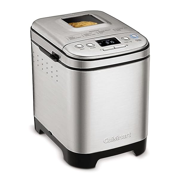 Cuisinart Bread Maker Machine, Stainless Steel Automatic Bread Machine with 12 Menu Options, 3 Loaf Sizes up to 2 Lb., 3 Crust Colors, Removable Nonstick Baking Pan & Kneading Paddle, CBK-110NAS