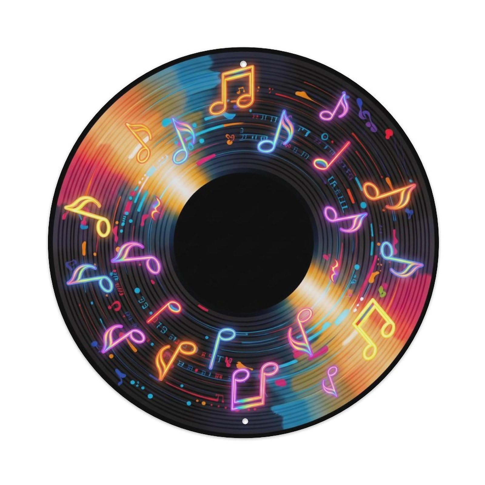 Colorful Music Vinyl Records Merge Rainbow Hues Metal Tin Sign