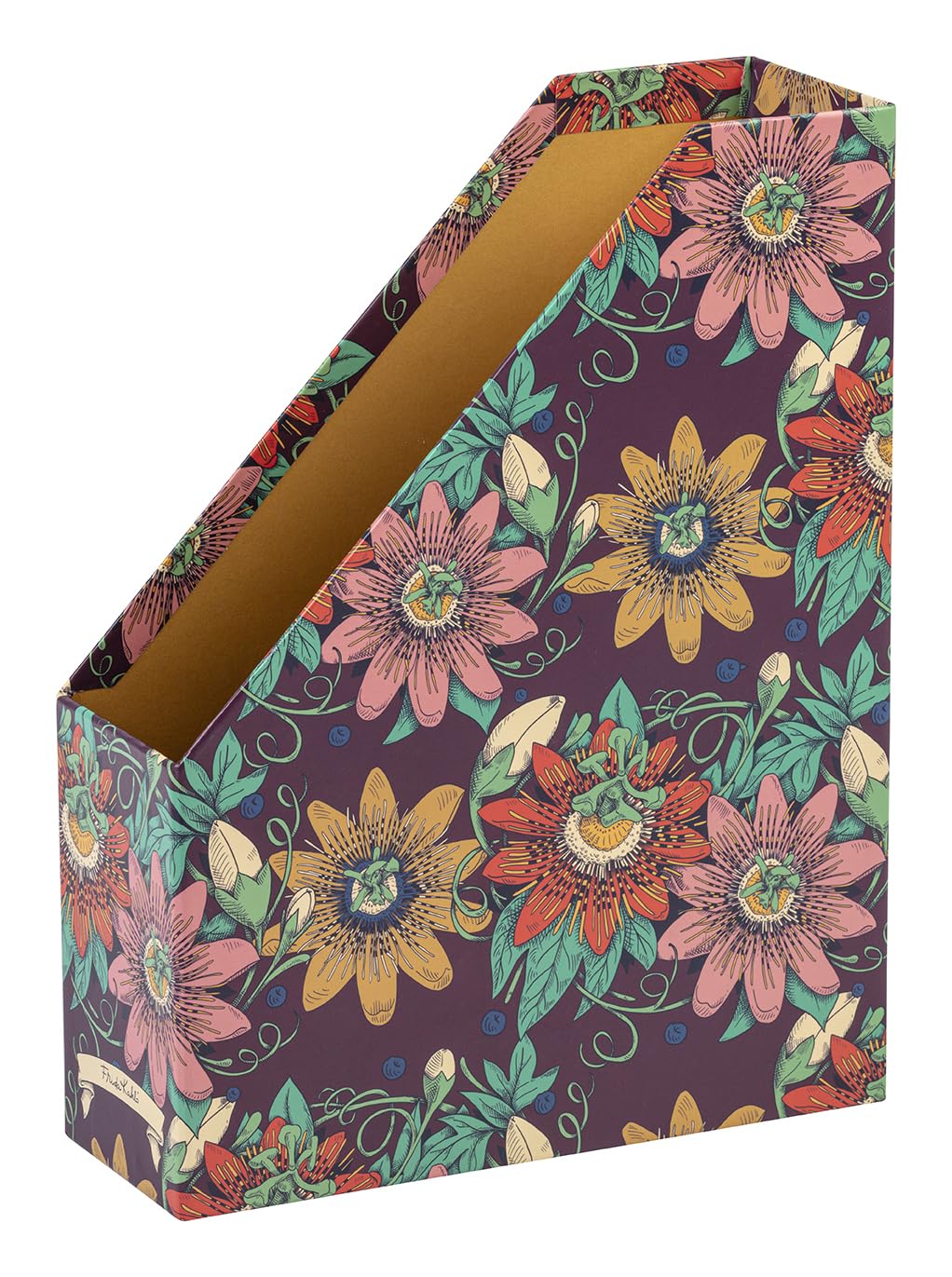 Clairefontaine - 116221C - A Frida Kahlo Floral Decor Cardboard Magazine Holder 25x10x32,5cm - Home Office - Satin Paper Finish - Frida Kahlo Collection